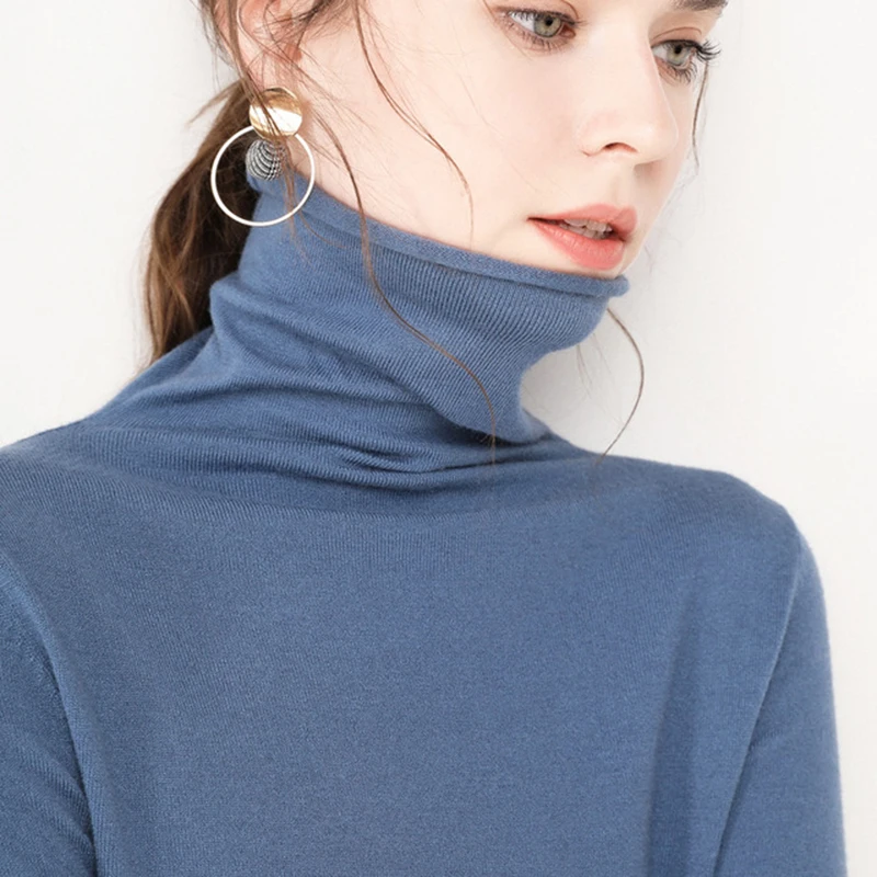 Мягкий кашемир обжимной Свитеры с высоким воротом и пуловеры для женщин теплые