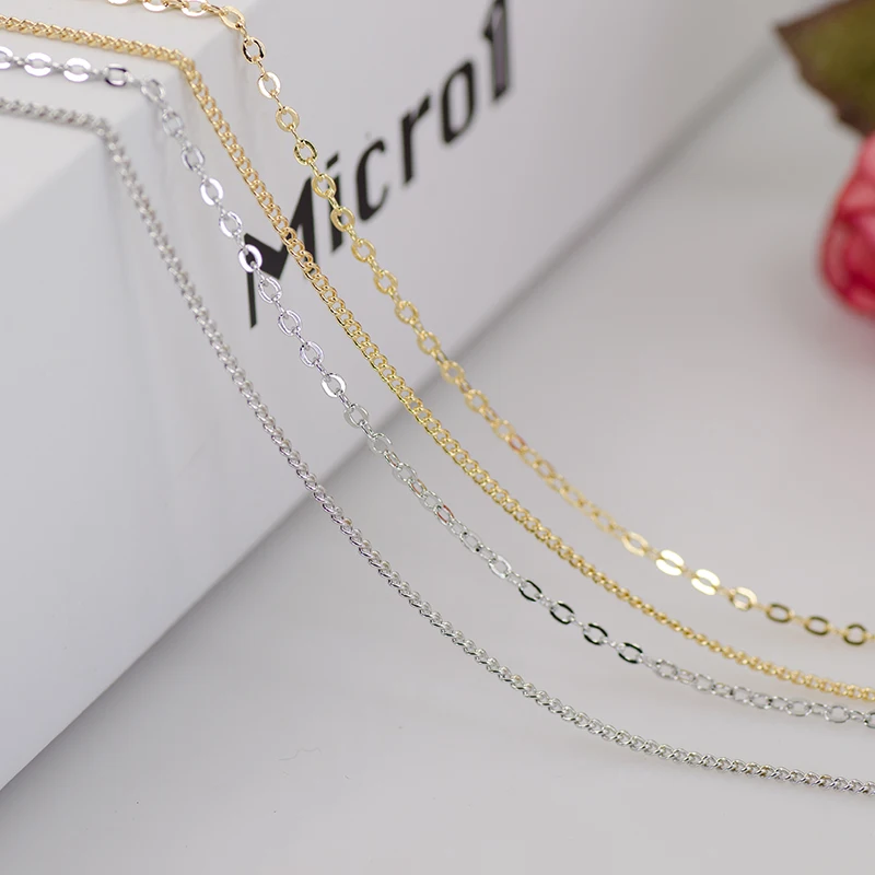 

0.5 Meters width:1.5MM/2MM 18K Champagne Gold Color Brass Flat Oval Chains Necklace Chains High Quality Jewelry Accessories
