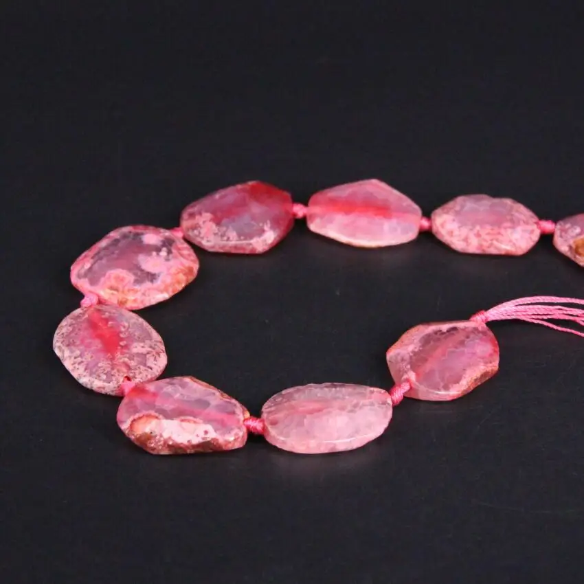 15 5 дюймов/нить розовый необработанный Дракон вены граненый кулон агат Друза