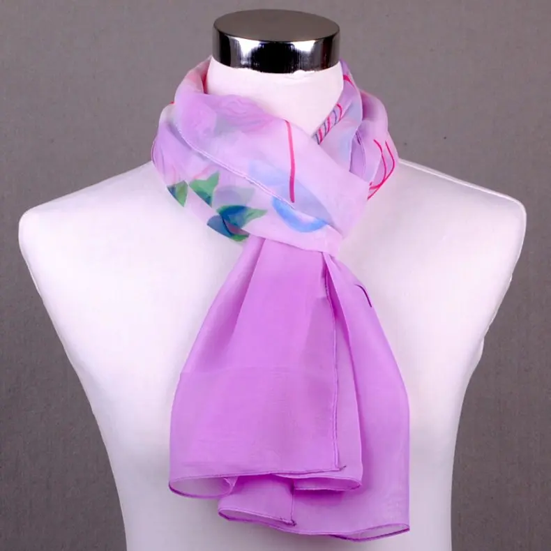 Большой хиджаб шарф для женщин с цветочным принтом Шелковый атласный на голову