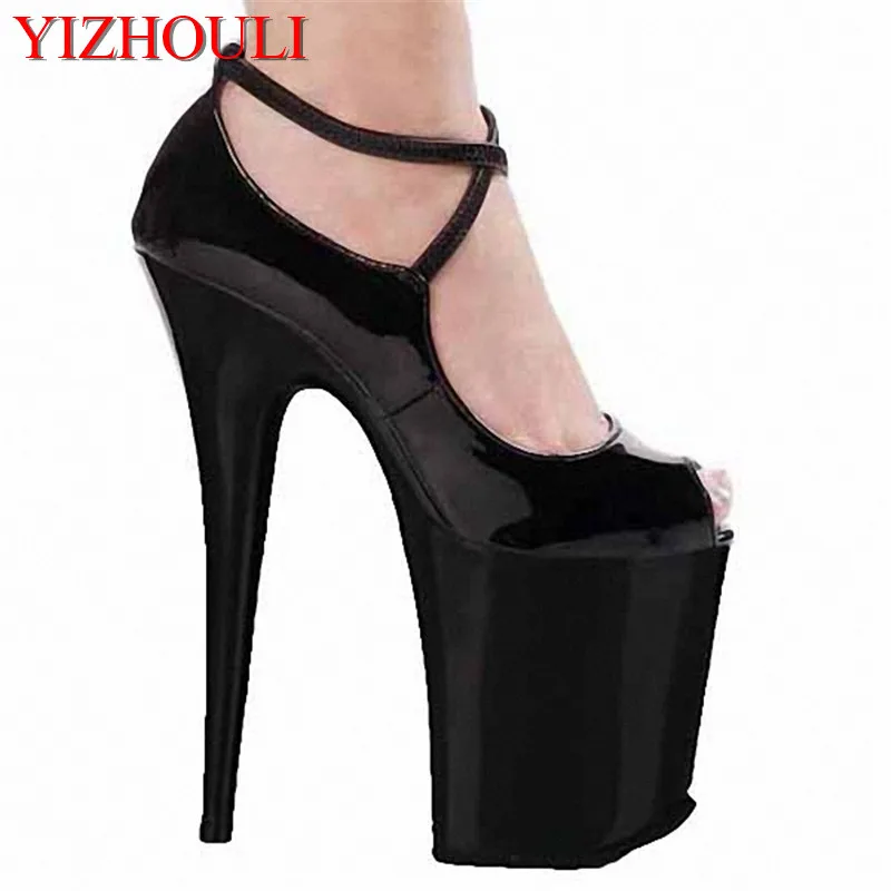 Sexy high heels, seduced fishmouth personality artificial light PU ultra high heel Dance Shoes 20cm