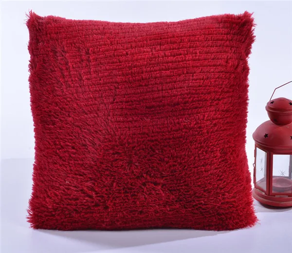 Wine red Зимние теплые наволочки супер мягкие плюшевые монгольский искусственный мех бросок автомобиля диван домашний декор наволочки - Цвет: Wine red
