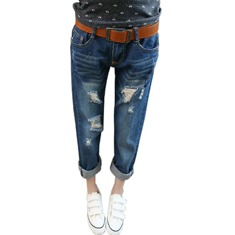 

Women Jeans 2017 Spring Summer Denim Harem Pants Hole Ripped Female Wholesale Casual Loose Jeans Plus Size 38 Women's Trousers
