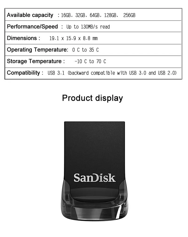 SanDisk Флешка USB 3,1 флэш-накопитель CZ430 64GB usb милый мини USB флеш-накопитель 3,1 диск на ключ usb 64 go для ноутбука