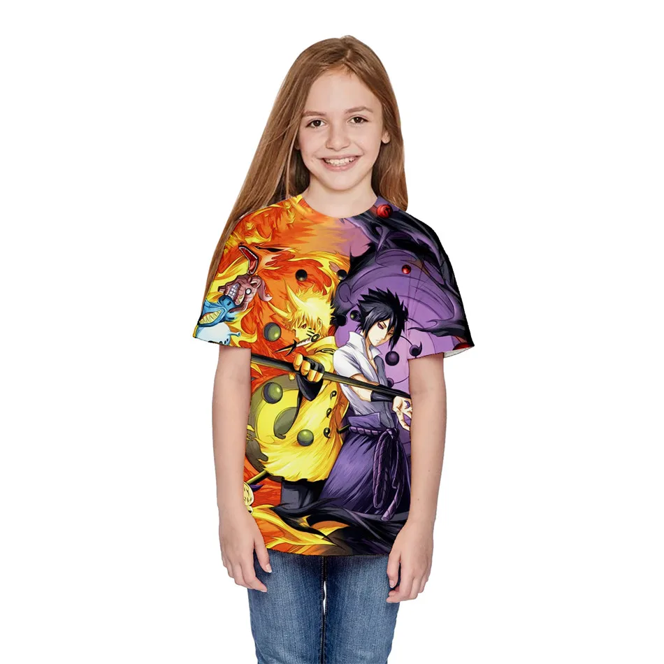 7T-14T Kids Fashion Anime 3d T-shirt Children Naruto Sasuke Tokyo Ghoul Cool Brand T shirt Big Boy Girl Pullover Tshirts Tops