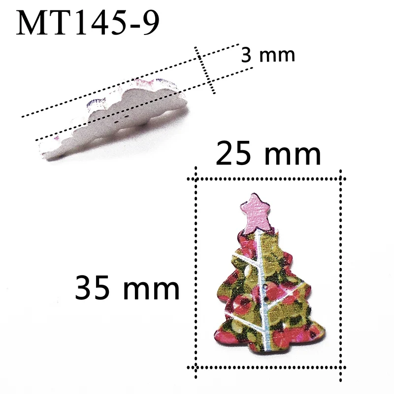 MT145-9 ZIEENE 10 шт-100 шт Смешанные 10 цветов картина елки деревянные пуговицы Рукоделие Шитье Скрапбукинг для детей ручной работы 35x25 мм - Цвет: MT145-9