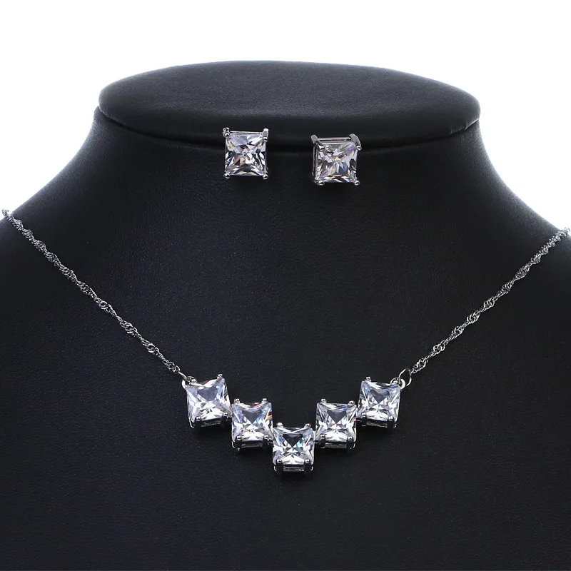 SLBRIDAL Wedding Cubic Zirconia Jewelry Set Bridal CZ Necklace Earring Banquet Party Women Girls Fashion | Украшения и аксессуары