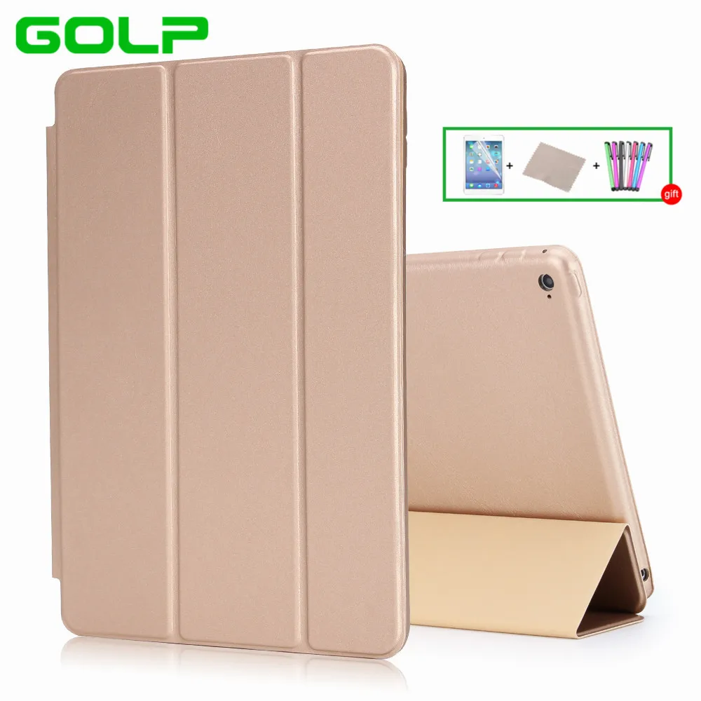 Чехол для ipad air 2, чехол GOLP из искусственной кожи для ipad air 2, чехол Smart cover для ipad 6, чехол-книжка и задняя крышка для apple ipad air2 - Цвет: gold