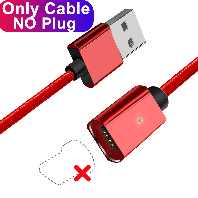 Магнитный usb-кабель Essager для iPhone X 11 Pro Max Xiaomi mi9 9 t, магнитный кабель Micro USB type C для зарядки и передачи данных, зарядное устройство для мобильного телефона - Цвет: Red Cable No Plug