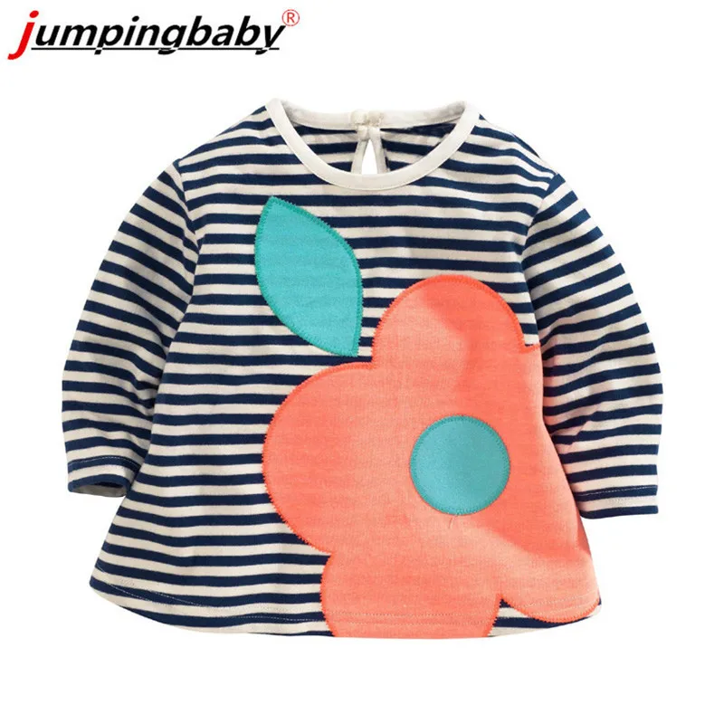 Jumpingbaby/ г. Футболка для девочек Детский свитер, одежда футболки для маленьких девочек Camiseta roupas infantis menina, Осенние Топы для малышей