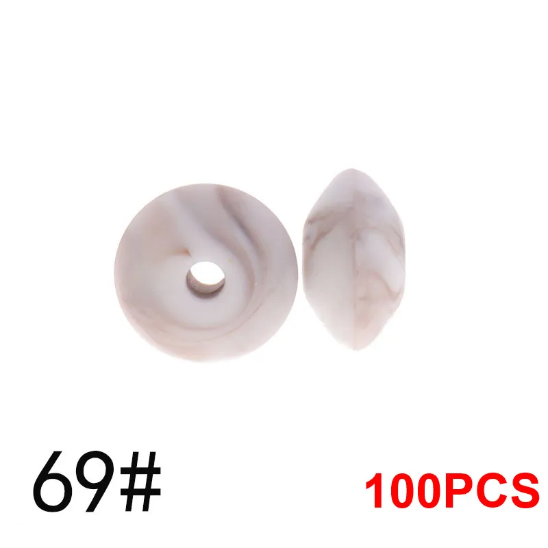 69 Warm Gray Marble QHBC 12*7 мм Прорезыватель для зубов 100 бусины в форме чечевицы силиконовый жемчуг BPA бесплатно детский кусающий Прорезыватель для зубов ожерелье пищевого класса мама игрушки для кормления - Цвет: 69 Warm Gray Marble