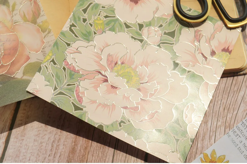 15 листов DIY 15 Стиль 13*13 см Золотой классический сад бабочка Роза пион дизайн крафт бумага Скрапбукинг креативная бумага подарок использование