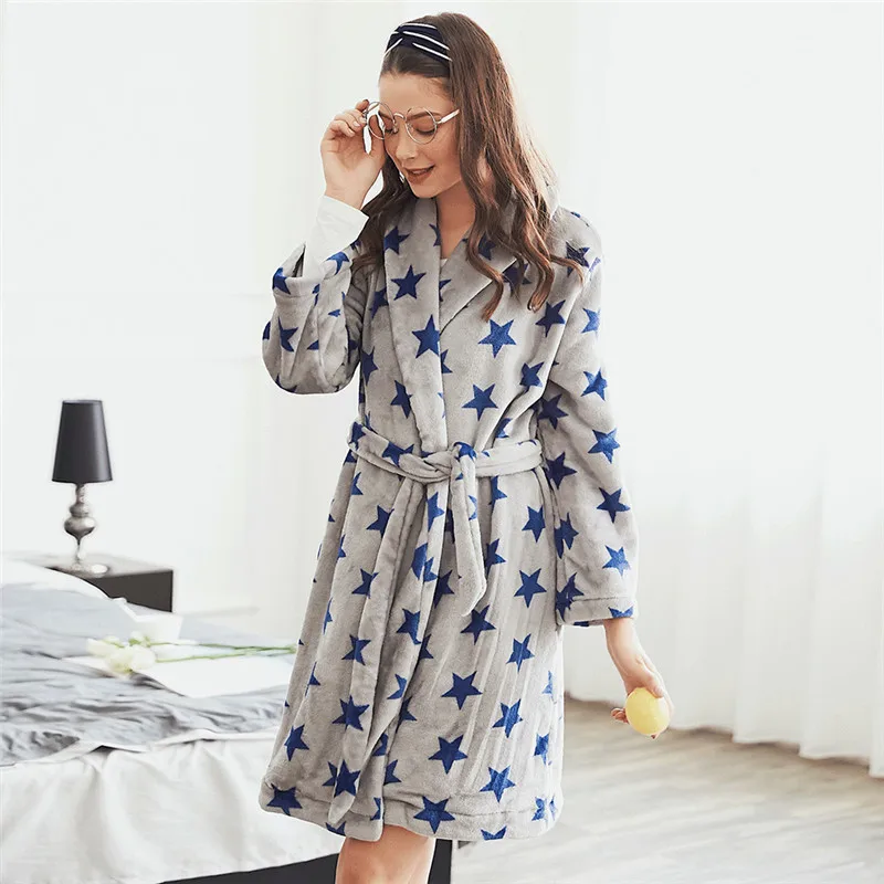 Для женщин халат для спальни с рисунком пентаграммы длинным рукавом карманов