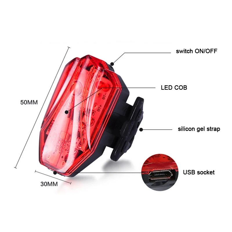 BIKEIN COB велосипедный задний фонарь Водонепроницаемый Led USB Перезаряжаемый горный