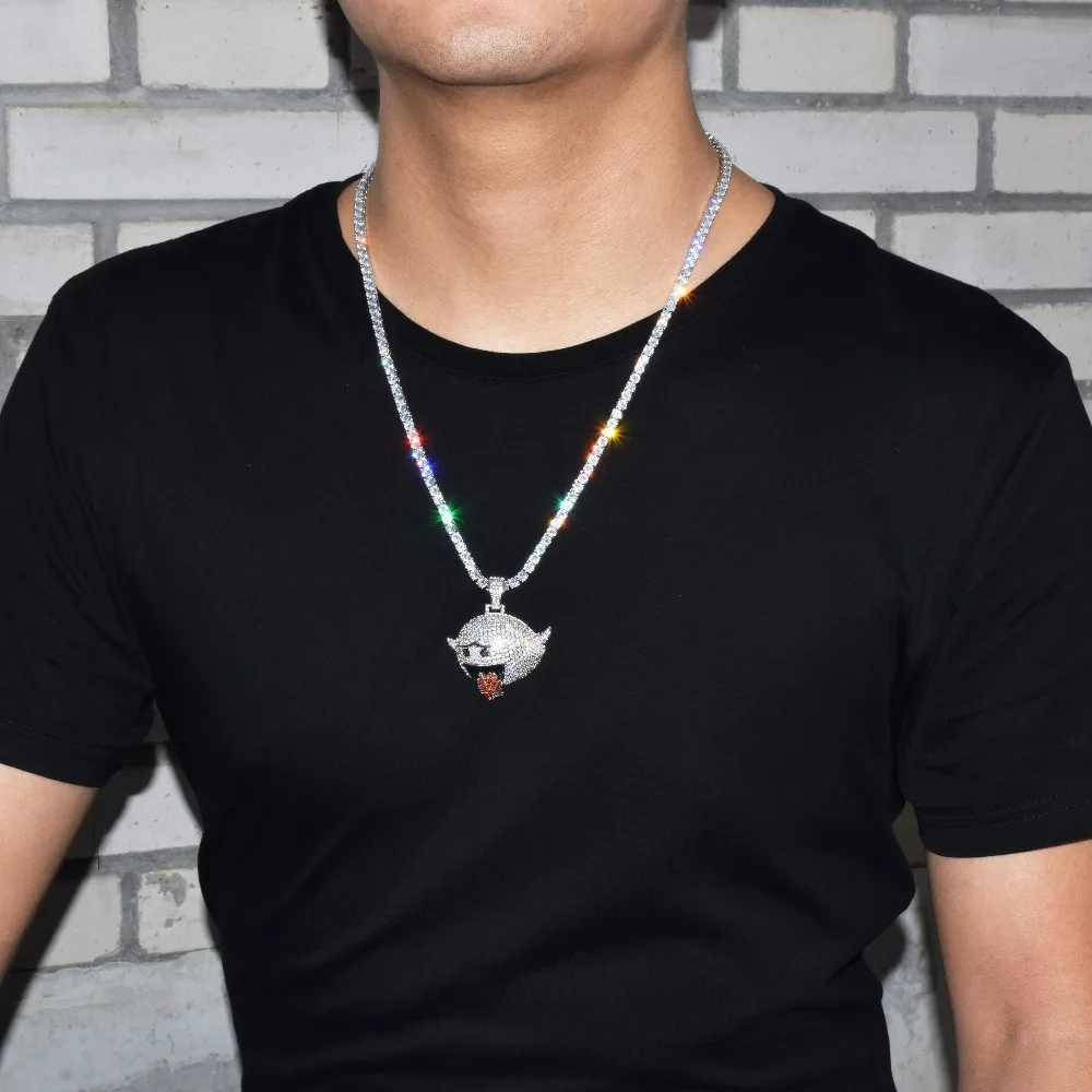 Кулон в стиле хип хоп с летающим призраком золотого цвета блестящим кубическим