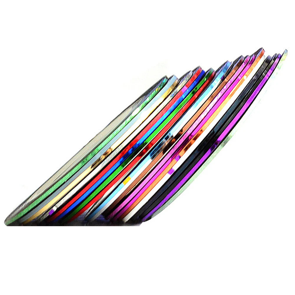 Striping наклейки фольга советы Красочные 30 цветов Красота рулонная лента украшения