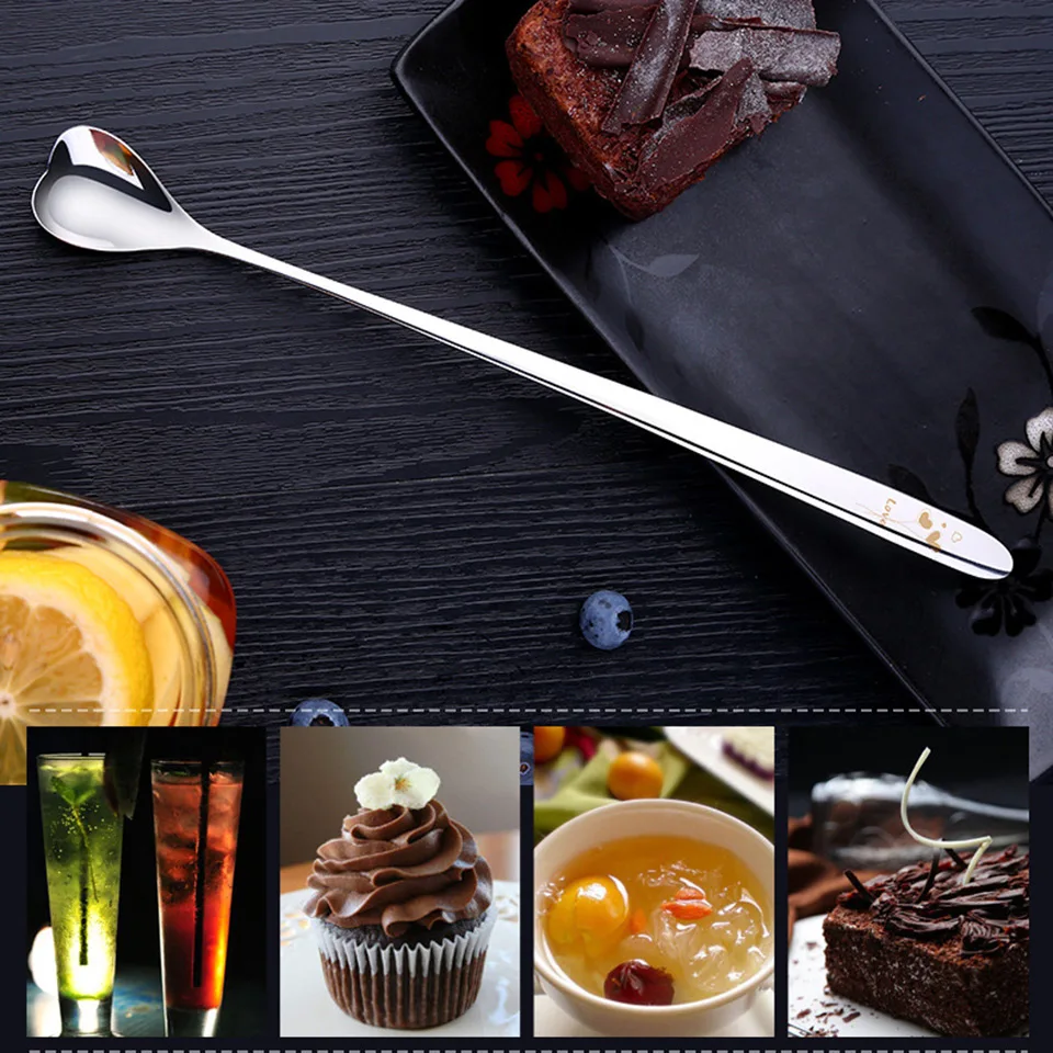 Милая ложка в форме сердца с длинной ручкой 26 см из нержавеющей стали 304|Ложки| |