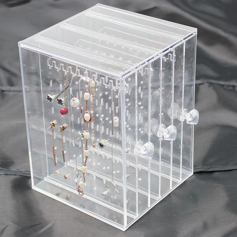 Прозрачная женская витрина для ювелирных изделий органайзер хранения сережек и