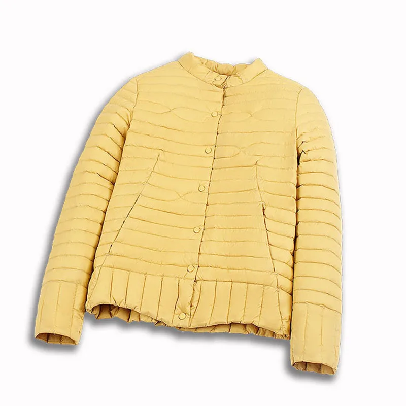 Осень-зима Для женщин верхняя одежда 2019 Новые легкие тонкие короткие Стенд