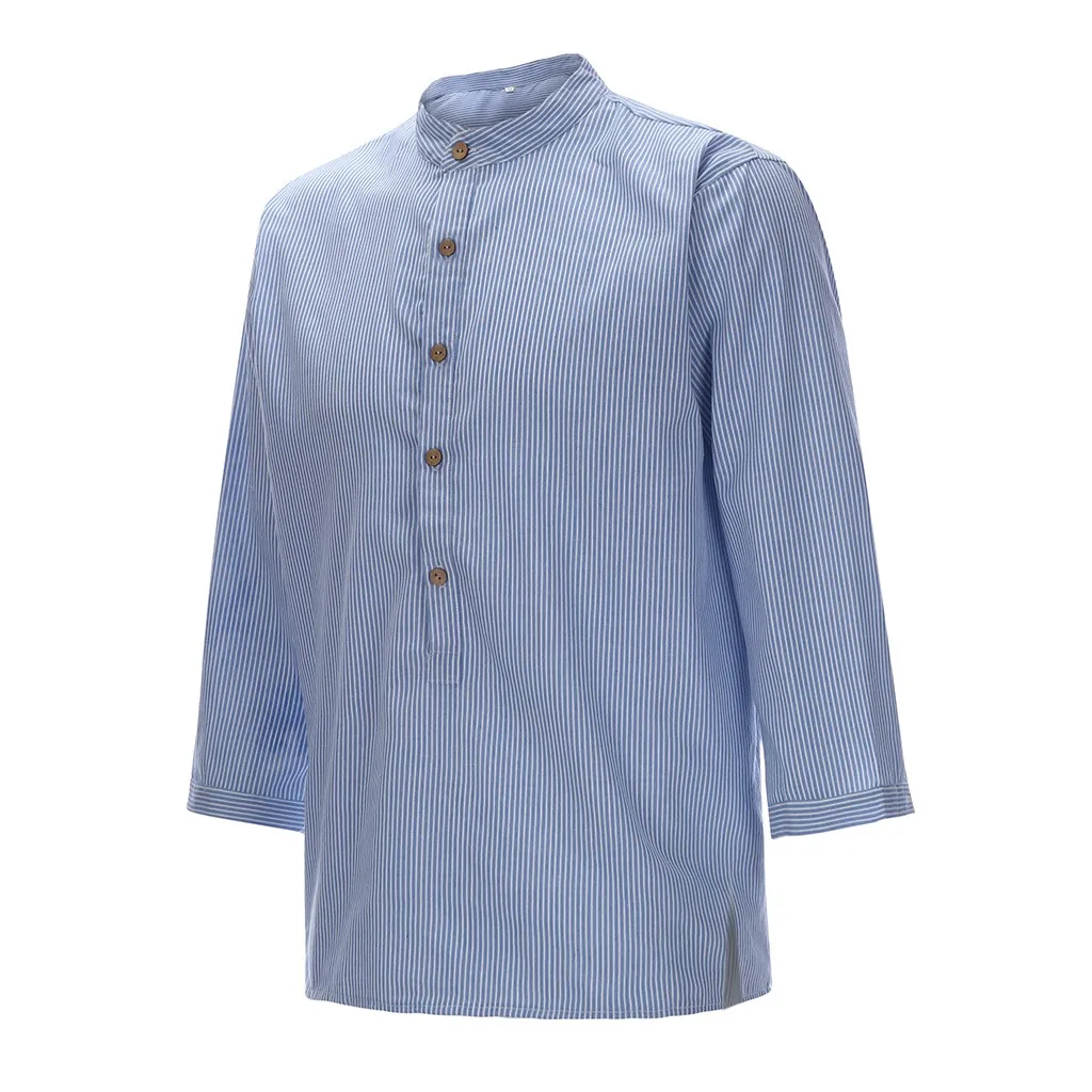 Feitong Cotton Linen Shirt Men Summer Autumn Half Sleeve Shirt Mens Casual Shirts Stretch Breathable Shirts