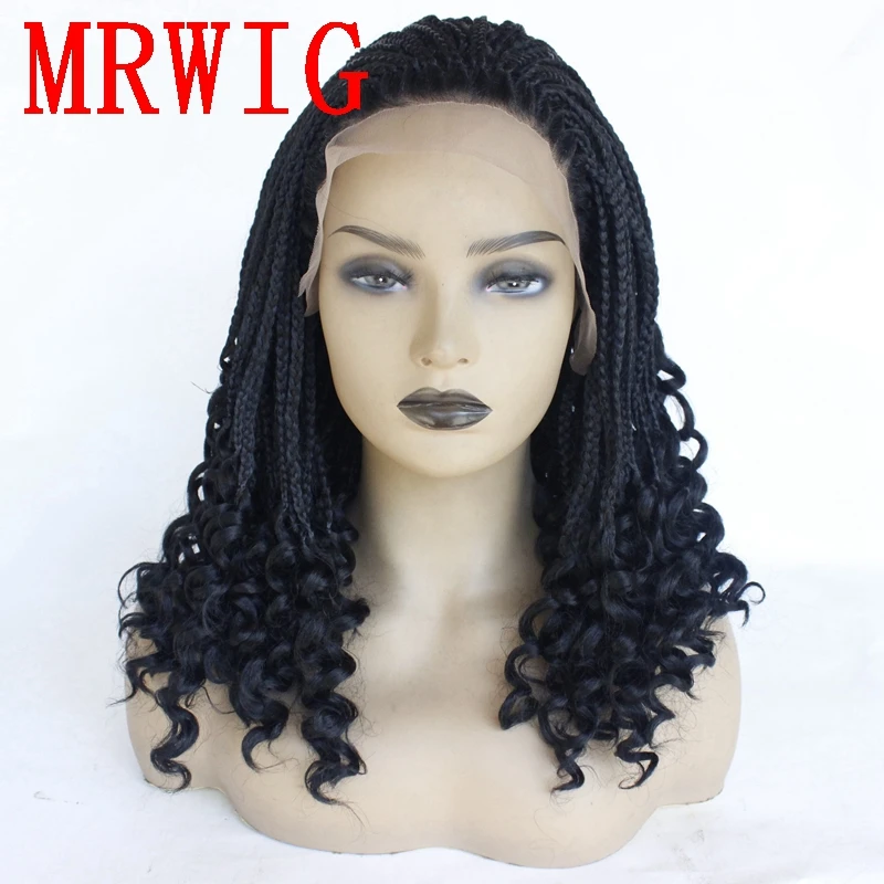 MRWIG черный/темно коричневый волос Цвет плетеный ящик косы синтетических Glueless