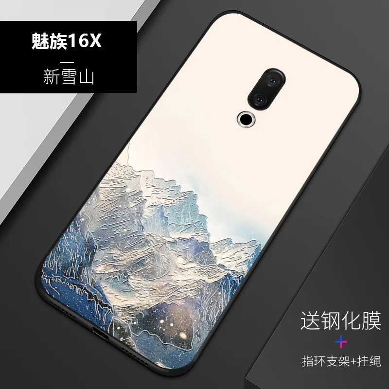 Embossed vintage East Asian Chinese Japanese style case For Meizu 16x 16 X Snow Mountain Decree Crane cover | Мобильные телефоны и