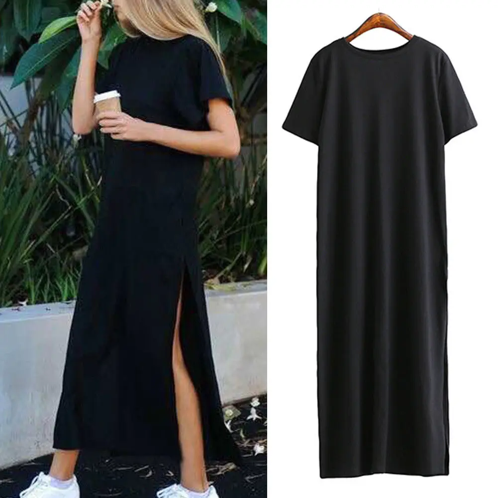 Макси Футболка Платье женское летнее пляжное сексуальное Ким Кардашьян льняное