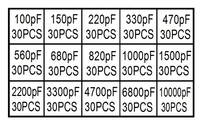 15 значений 450 шт. пФ ~ ПФ 2 кВ семейный керамический набор|set kit|set 10set capacitor |