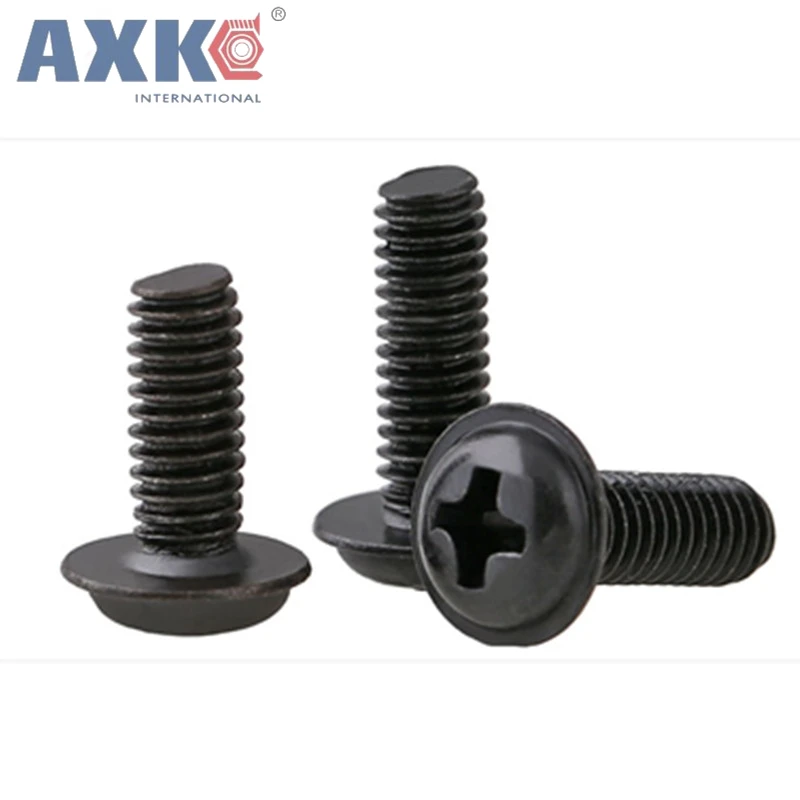 AXK 50 шт. M2 M2.5 M3 PWM DIN967 черные винты с подкладом рефлокальный корпус для компьютера