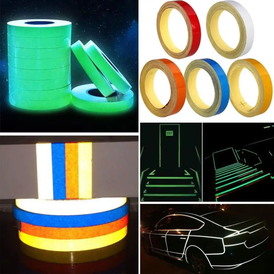 5 м* 1 см автомобиля DIY светоотражающая лента стикер полоса украшения ПВХ мотоцикл автомобиль самоклеющиеся Водонепроницаемый светящиеся полосы 5 цветов