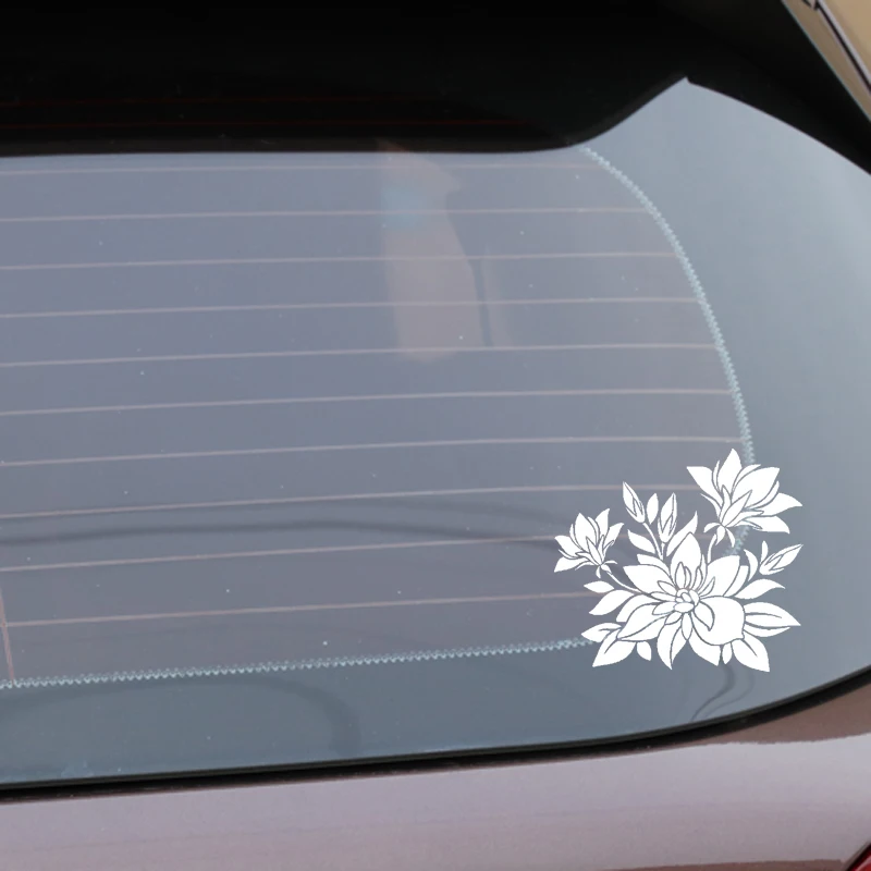 

YJZT 17.2CM*15.4CM Flower Creative Design And Decoration Car Sticker Vinyl Decal Black/Silver C23-0737