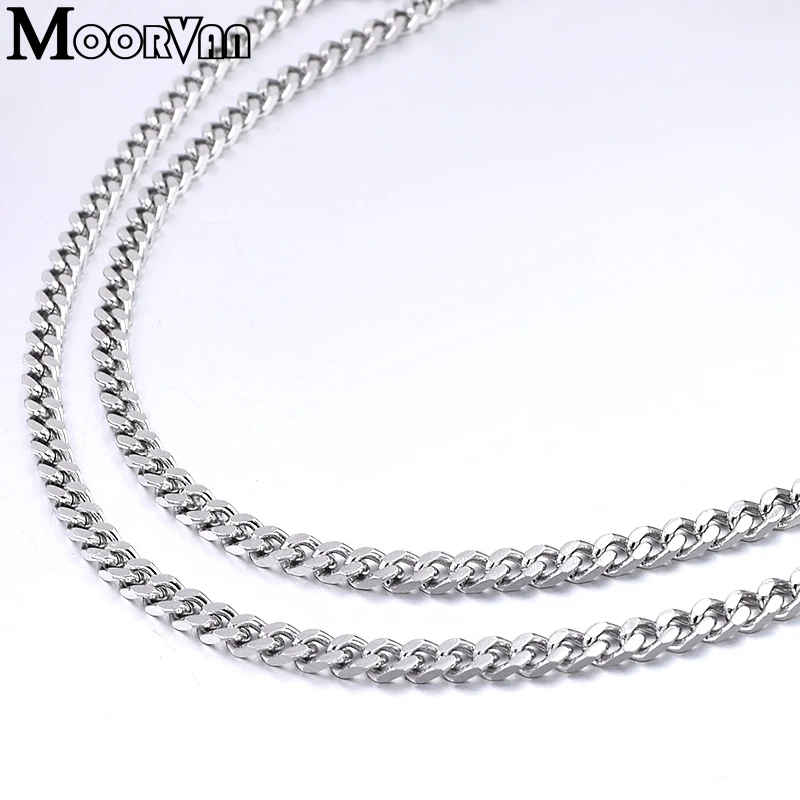 Moorvan мужское ожерелье из нержавеющей стали, цепочка шириной 3 мм(40-90 см), Индивидуальные ювелирные изделия в Кубинском стиле хип-хоп, ожерелья Аксессуары VN001