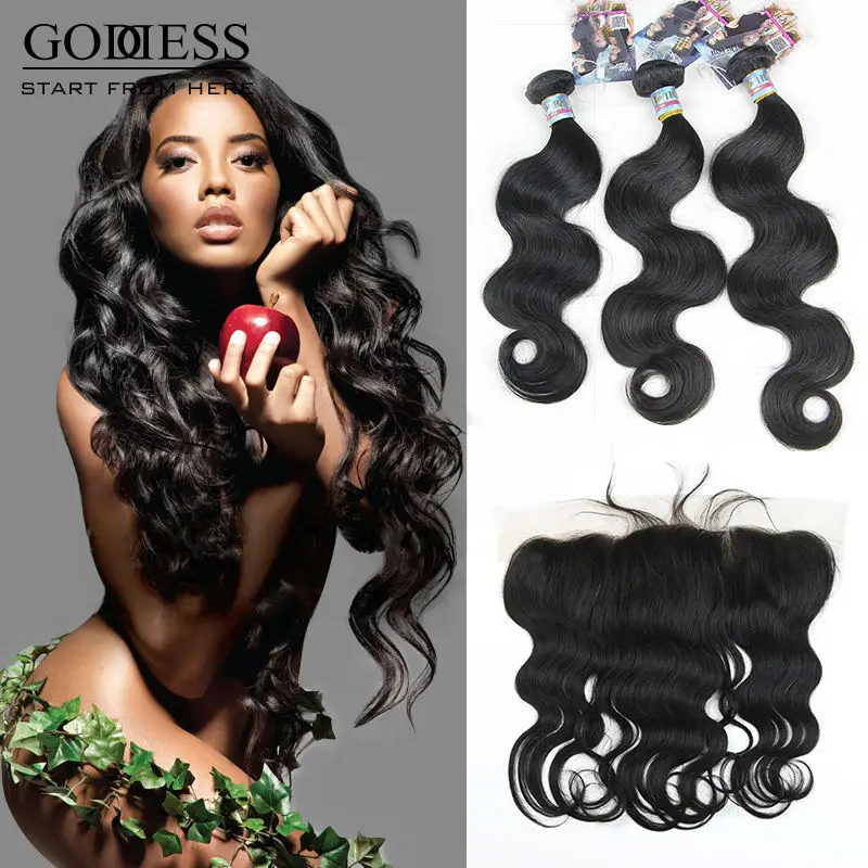 Уха До Кружева Фронтальная Закрытие С Пучками Бразильские Волосы Девственницы