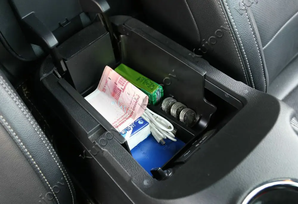 

Black ABS Car Center Console Armrest Storage Box Holder Pallet Case Cover Trim For Ford Mustang 15-2016 Car Styling Accessories