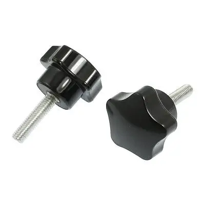2 Pcs 6mm Thread Diameter Screw On Type Star Knob Black 1.9&quot | Обустройство дома