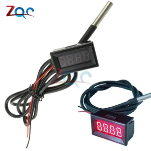 Red 0.36 inch LED Digital Mini Thermometer Temperature Tester Meter with DS18B20 NTC Sensor waterproof Probe -55C-125C