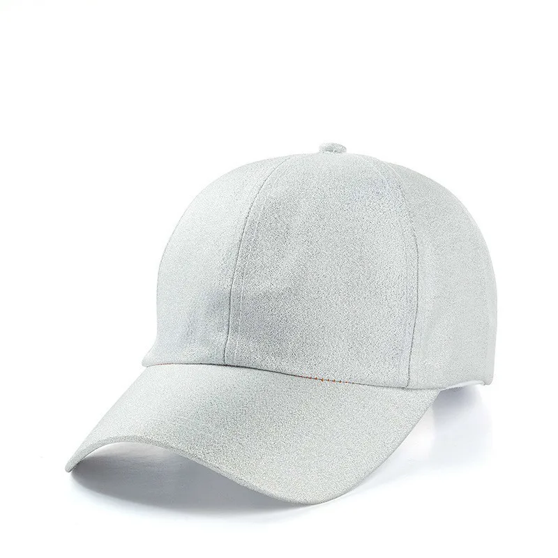 Silvery white Блестящая бейсбольная кепка, Женская Бейсболка, хип-хоп кепка s, Женская Блестящая хлопковая кепка с блестками, Мужская Уличная Кепка - Цвет: Silvery white