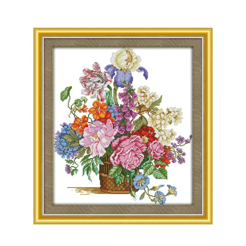 Cross Stitch-H578 Ваза с пионами Joy Sunday наборы для вышивки крестом печатная ткань 11CT 14CT наборы для вышивки крестиком наборы для вышивки рукоделие цветы узоры - Цвет: Cross Stitch-H578