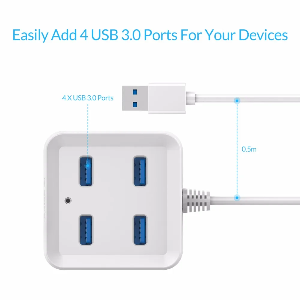 Ультратонкий мини хаб ORICO с 4 портами USB 3 0 и суперскоростью 5 Гбит/с для ноутбуков