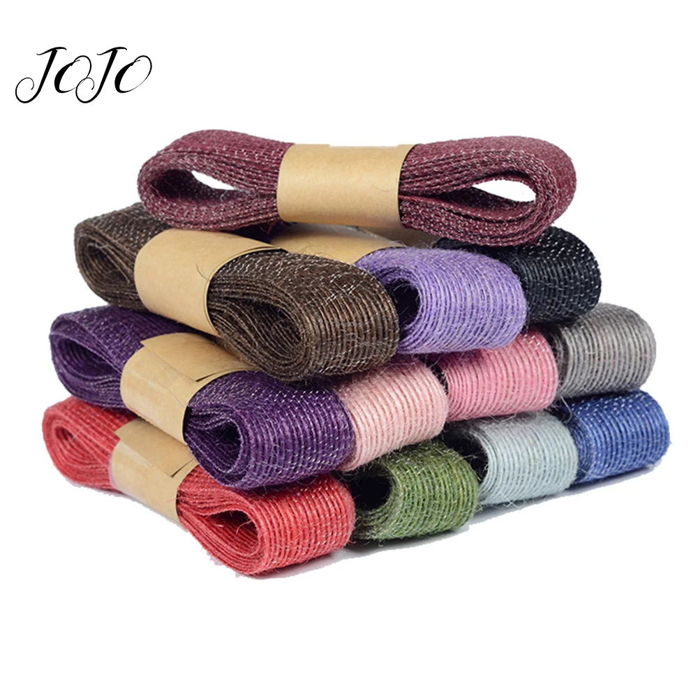 JOJO банты 25 мм 2 М лента пеньки для Ремесла поставок Цветной рыбы шелковая Конопля