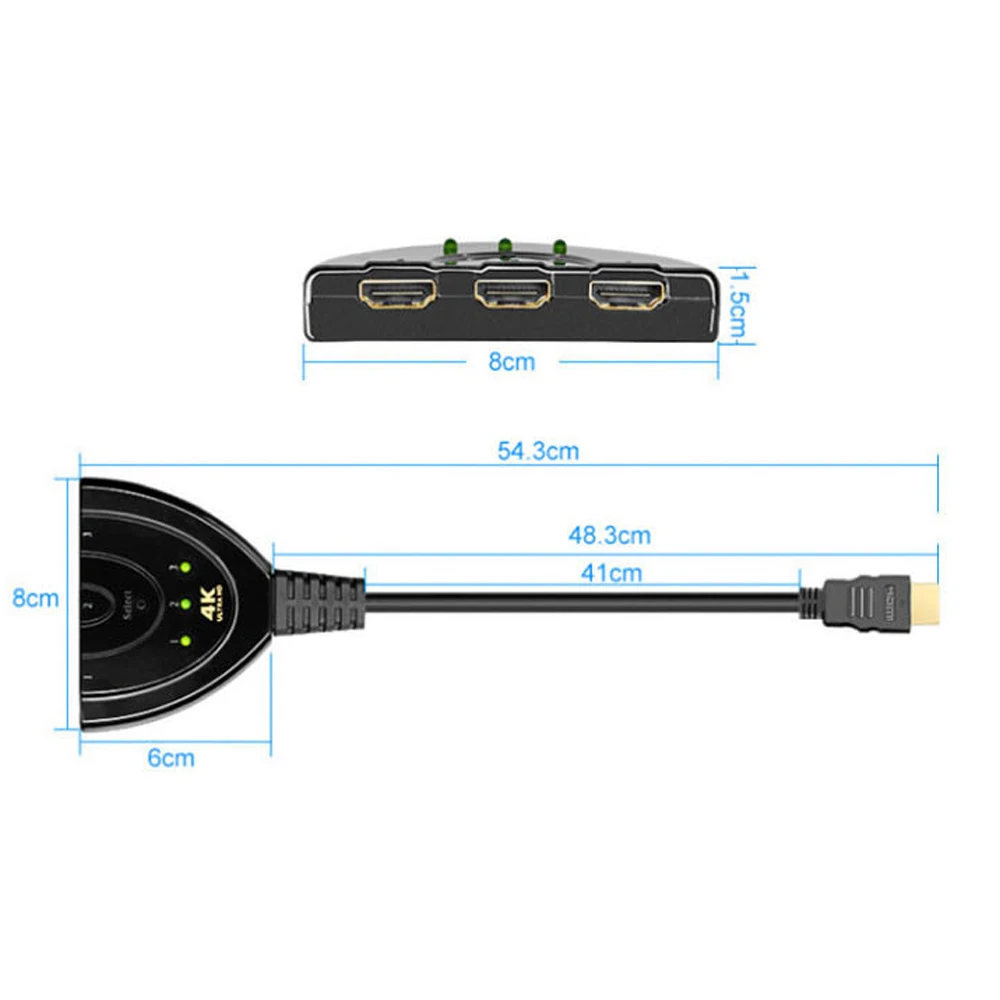 FDBRO Новый 4K * 2K 3D Мини 3 порта HDMI переключатель 1.4b сплиттер 1080P в 1 выход порт