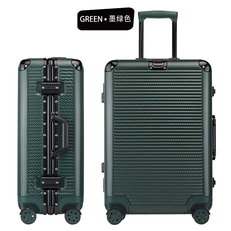 green SEABIRD 2" 22" 2" 26" 29 дюймов алюминиевый каркас чемодан на колесиках для путешествий Спиннер переносить на каюте прокатки Hardside чемодан - Цвет: green