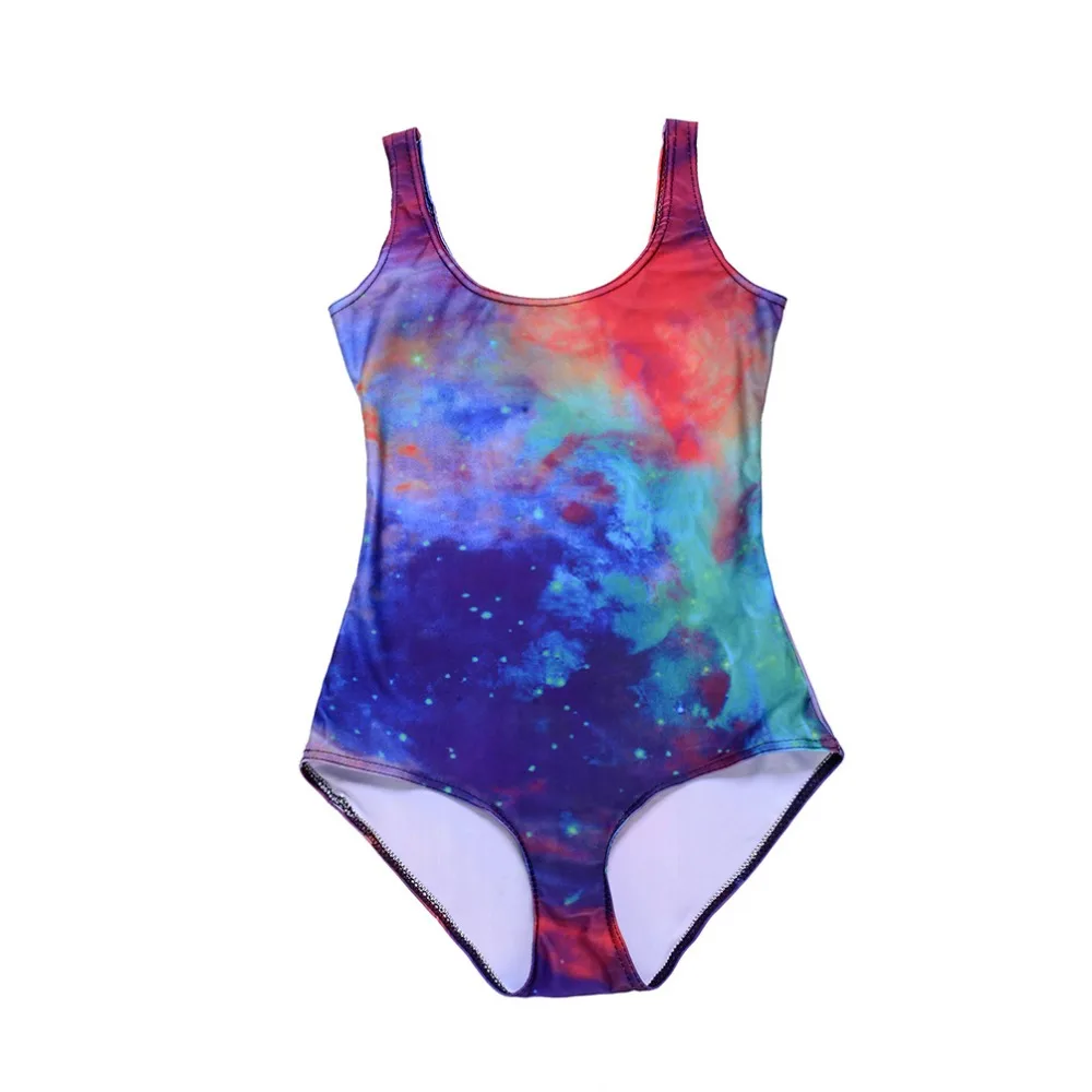 S до 4xL Galaxy Фиолетовый женский купальник цельный 3D печать одежда для плавания боди костюмы 3 узора