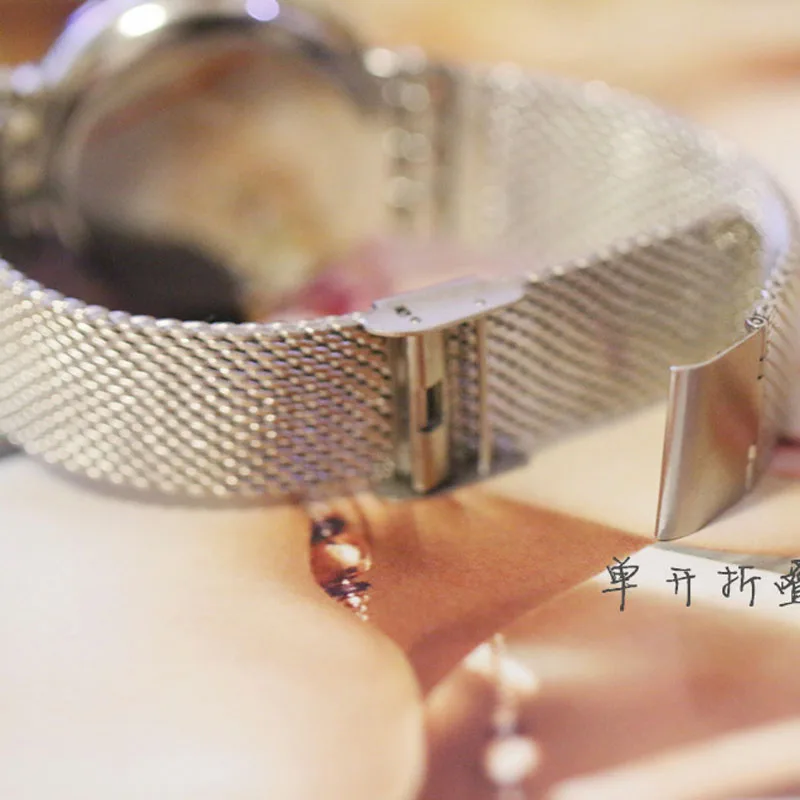 Женские часы SERYNOW в простом стиле со стразами из нержавеющей стали с сетчатым