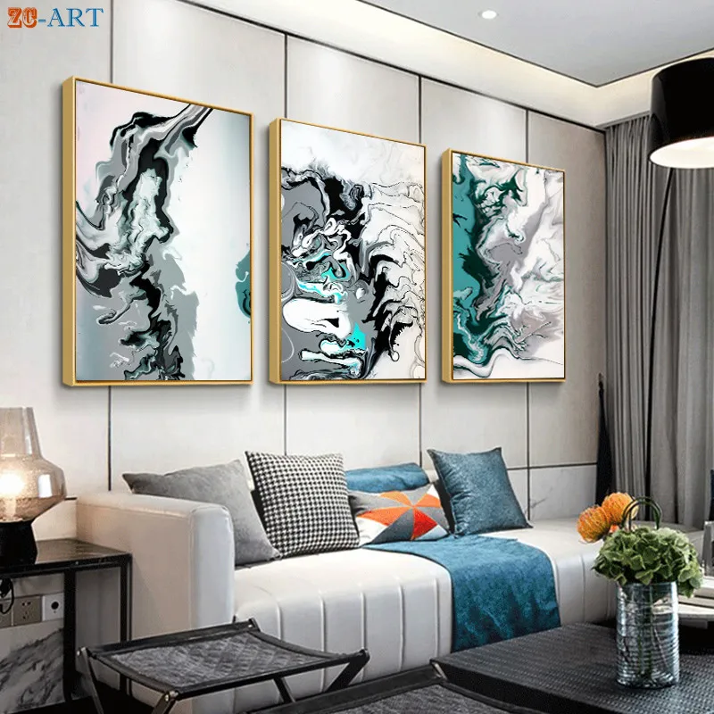 Голубая абстрактная фотография современные плакаты и принты Картина на холсте