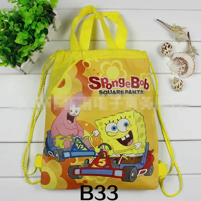 12 шт. Губка Боб Дети Drawstring Рюкзаки Сумки для школы и шопинга нетканые ткани Дети День рождения лучший подарок - Цвет: C with handle