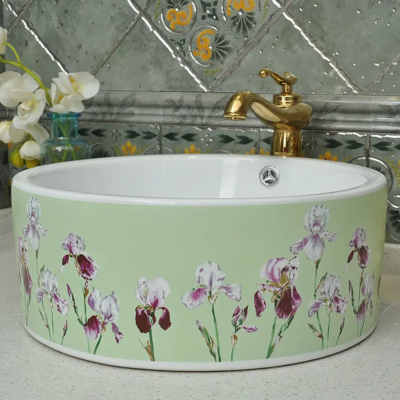 [ New ] King Yan starting Jingdezhen Ceramic Art Basin Counter wash basin washbasin Iris |