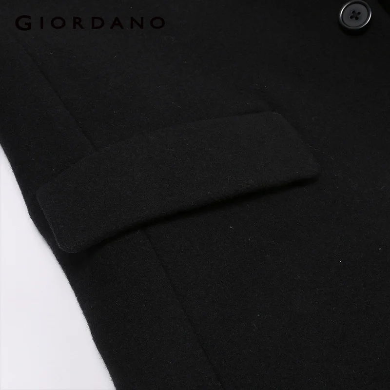 Giordano мужское шерстяное пальто средней длины выполненное в однотонном оттенке