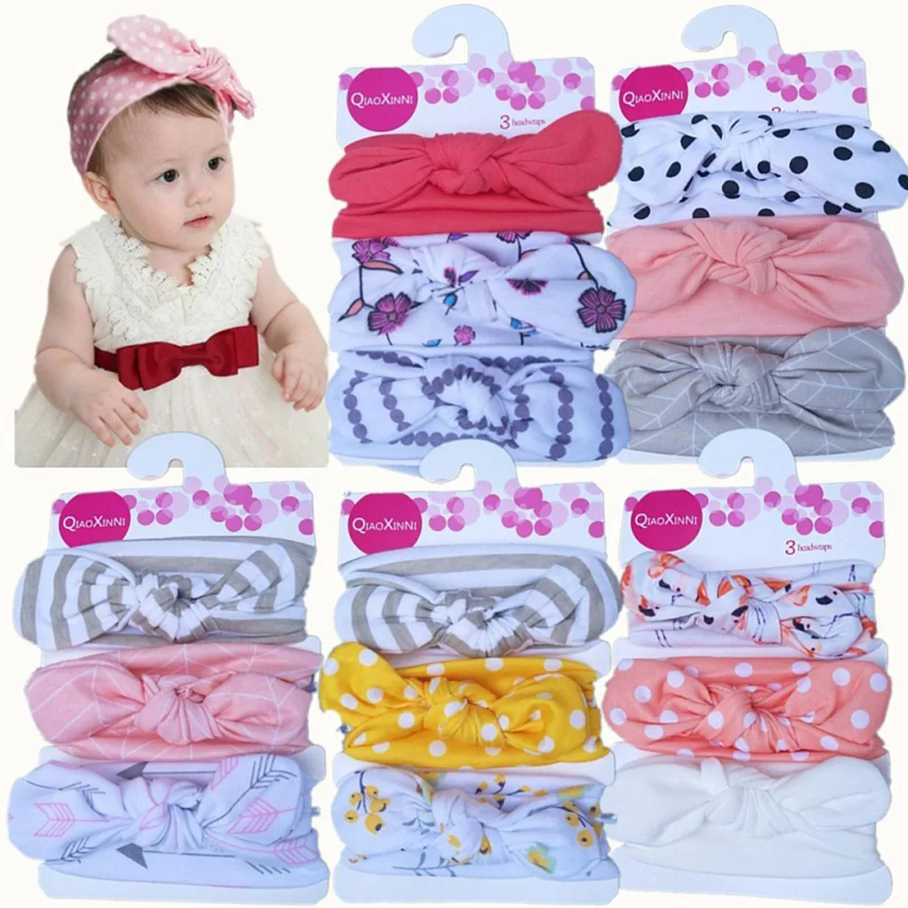 Cotton Cute Newborn Headband Fashion Floral Baby Girls Elastic Bowknot Accessories Hairband Set opaski dla niemowlaka | Детская одежда