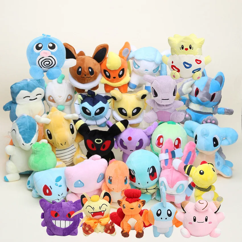 11-18 см eevee плюшевые игрушки snorlax Jigglypuff Vulpix Lucario Charizard Mewtwo Мягкие плюшевые куклы